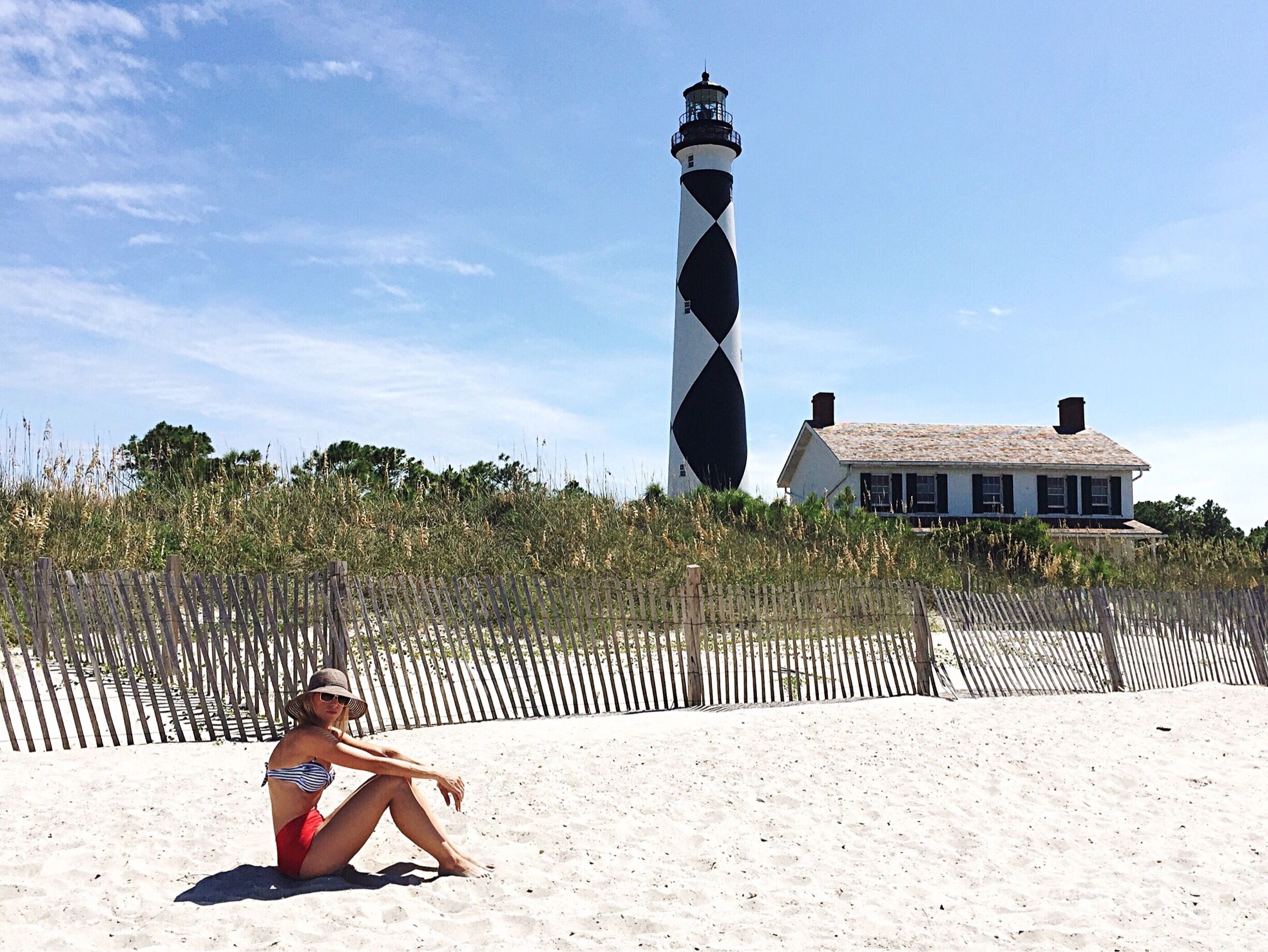 On the sound side of the island by Cape Lookout Lighthouse. 