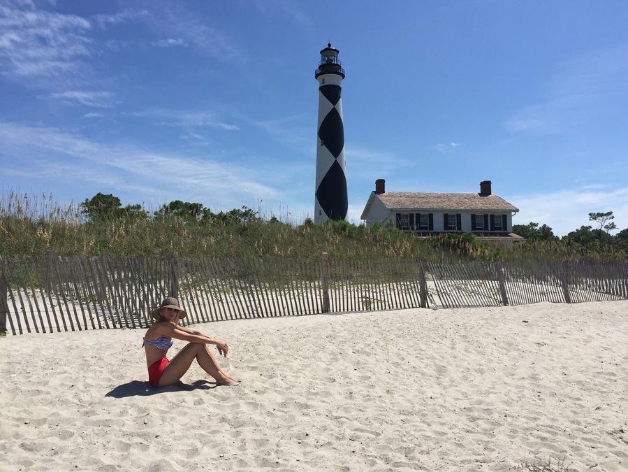 On the sound side beach by Cape a Lookout Lighthouse - highly recommend taking the ferry out.