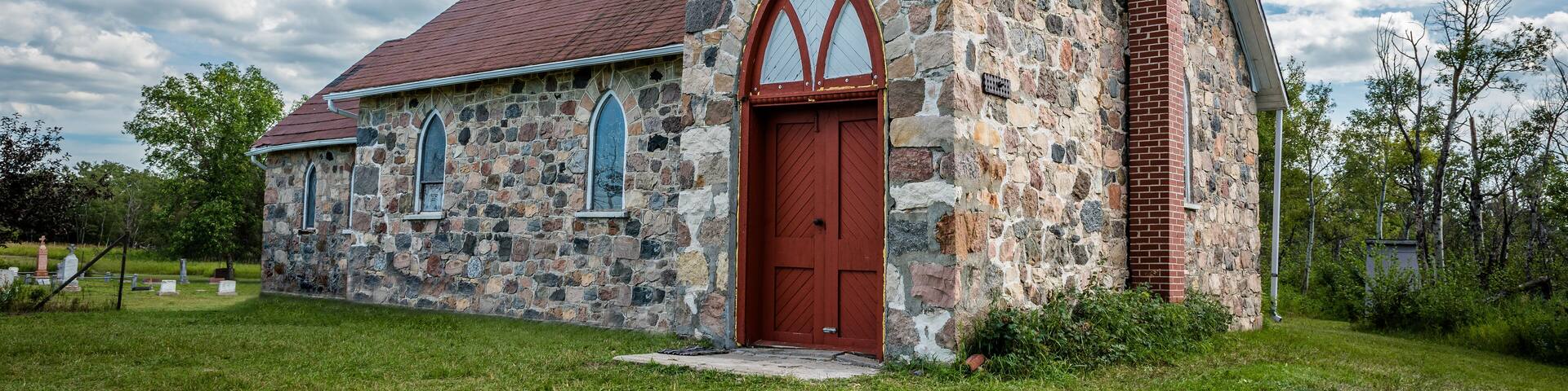 St. Thomas Anglican Church near McLean, Saskatchewan, built entirely of fieldstone in 1898