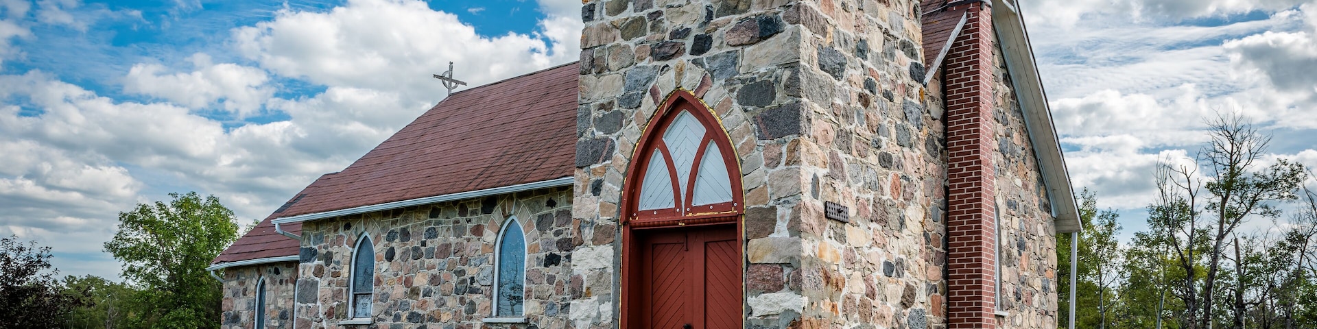 St. Thomas Anglican Church near McLean, Saskatchewan, built entirely of fieldstone in 1898