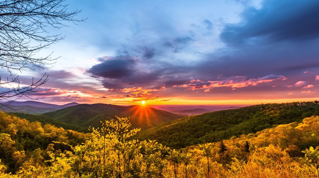 Sunrise from Tunnel Parking Overlook. Shenandoah National Park.