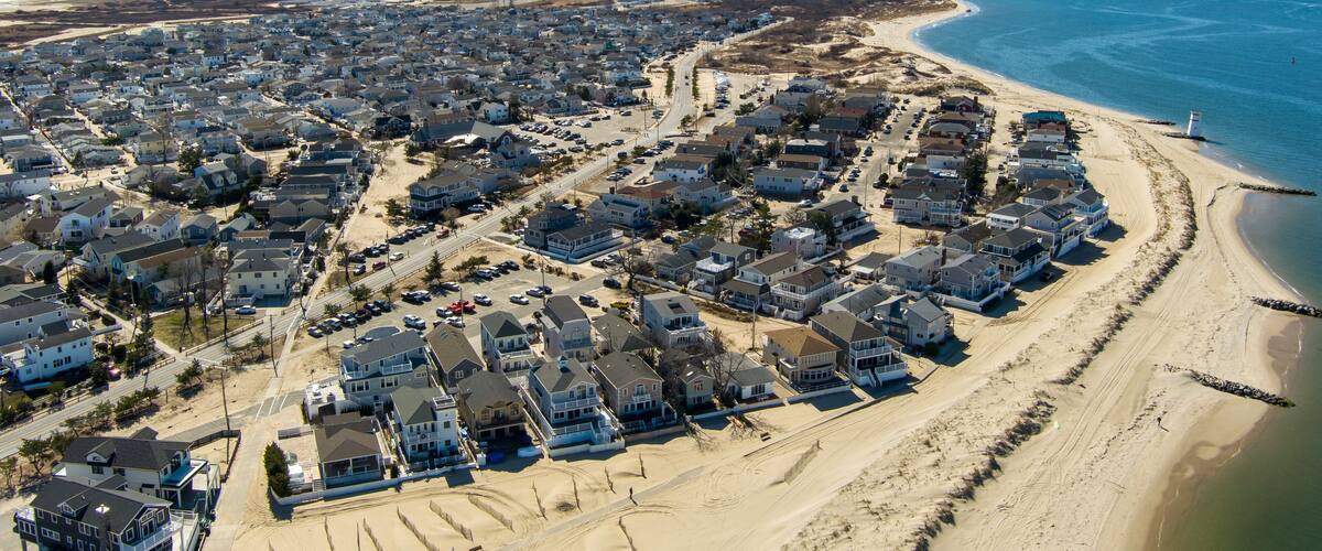 Breezy Point New York Aerial View beach and houses