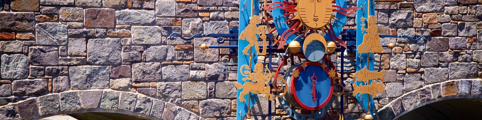 Carroll Creek Linear Park featuring outdoor art and a bridge