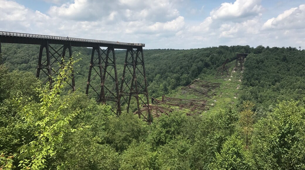 Kinzua Bridge skywalk and the tornado damage.