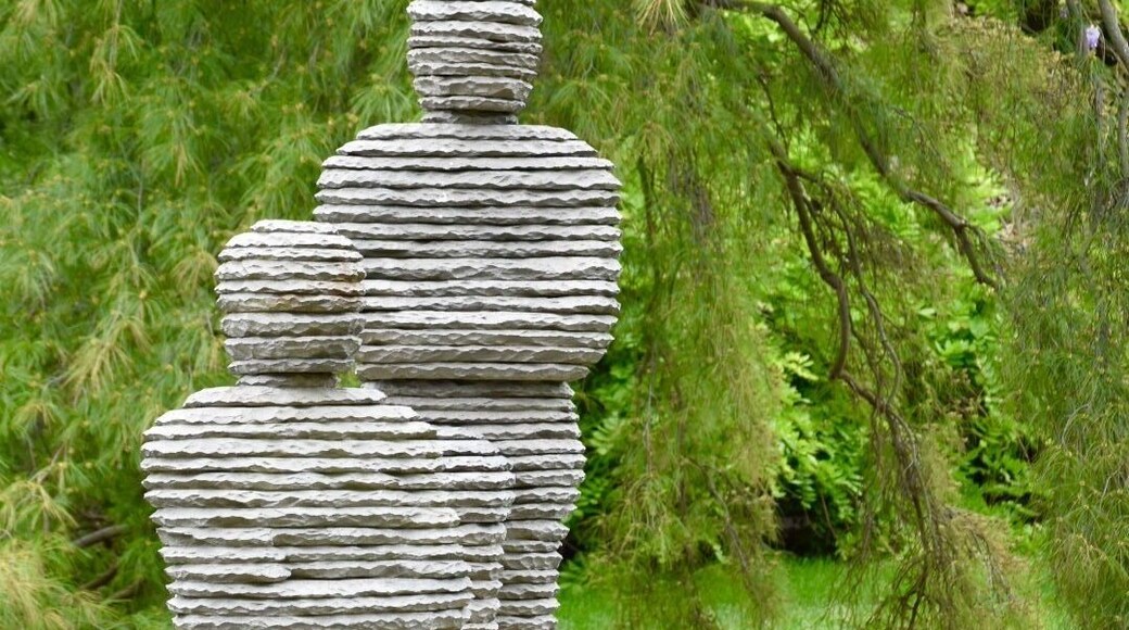 All of the stacked stone pieces must stand independently before the artist Boaz Vaadia secures them for safely reasons.
