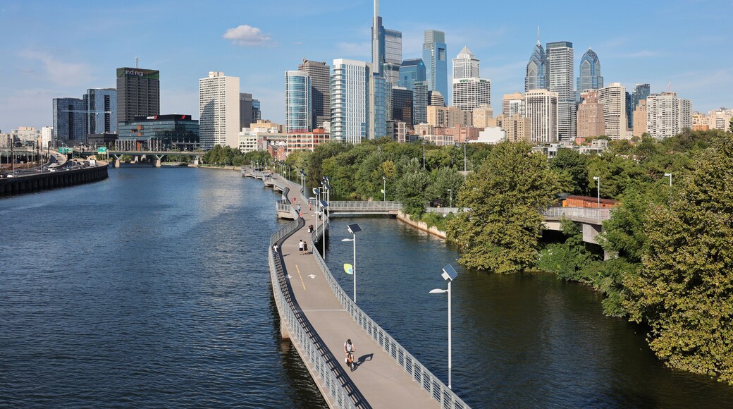 Philadelphia, Pennsylvania, USA - Sep 2, 2023: Philadelphia skyline by Schuylkill River in summer