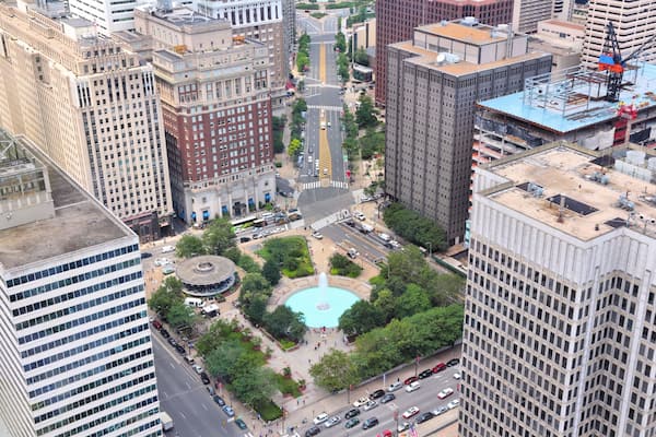 Philadelphia aerial view with JFK Plaza