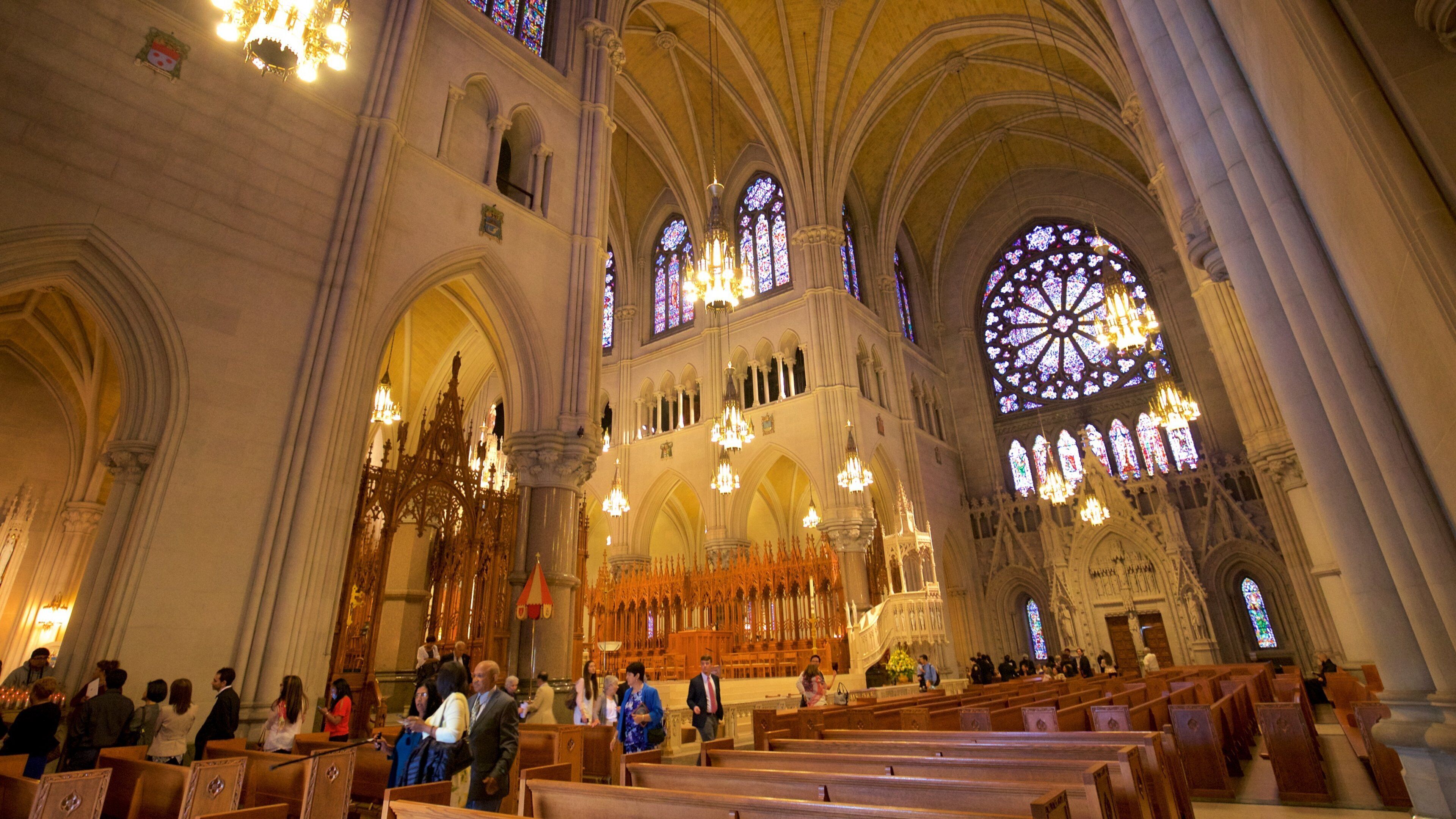 Cathedral Basilica of the Sacred Heart featuring interior views, a church or cathedral and heritage elements