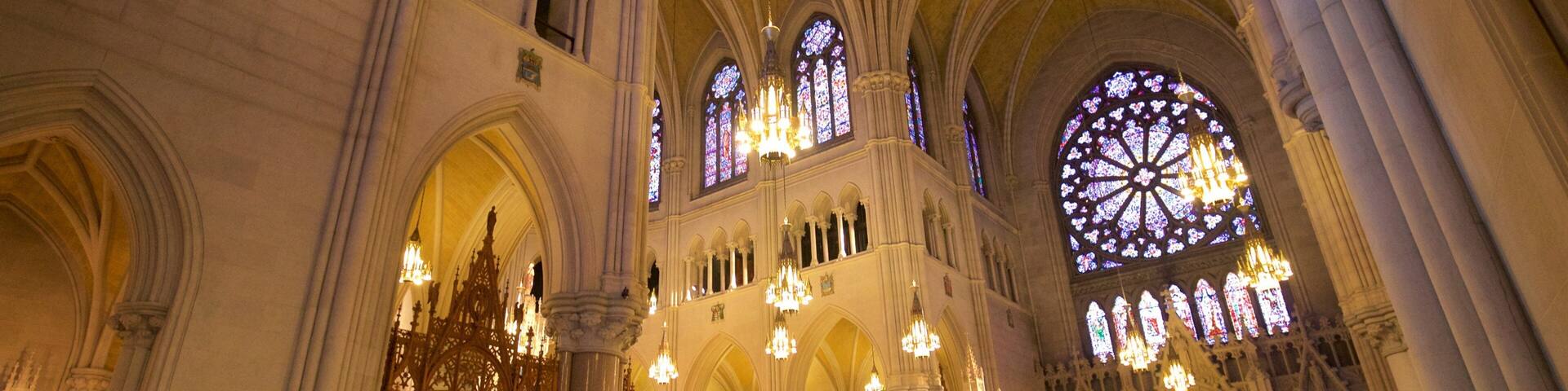 Cathedral Basilica of the Sacred Heart featuring a church or cathedral, interior views and heritage elements