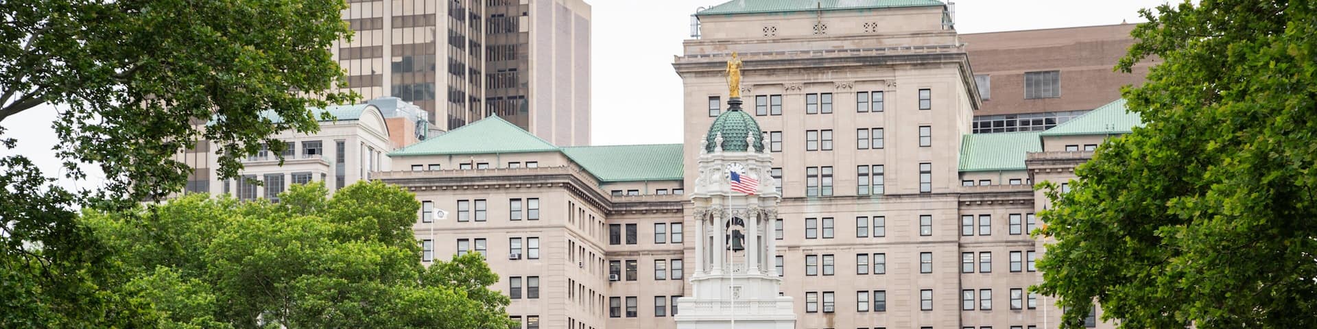 Brooklyn Borough Hall showing a square or plaza, an administrative buidling and heritage architecture