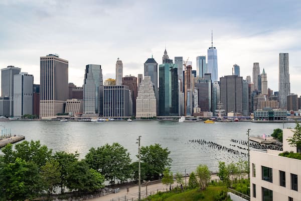 Brooklyn Borough Hall showing a bay or harbor and a city