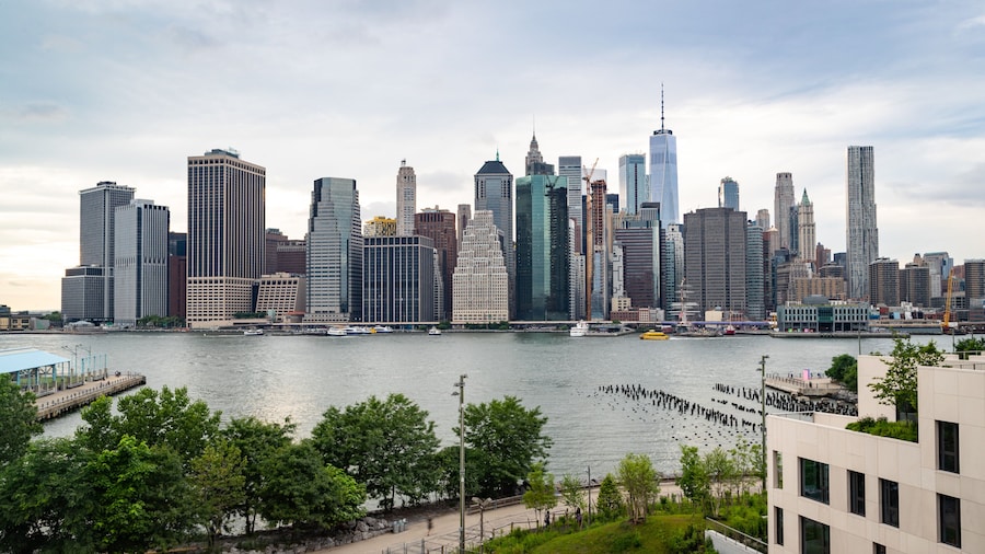 Brooklyn Borough Hall showing a bay or harbor and a city