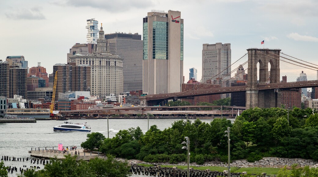 Brooklyn Borough Hall showing boating, a bay or harbor and a bridge
