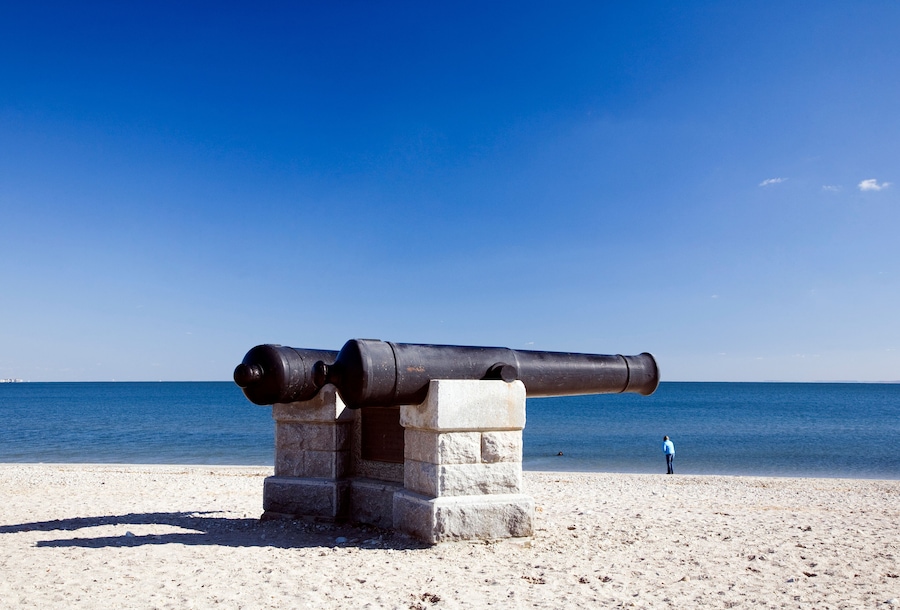 Cannons at Compo Beach, CT, USA