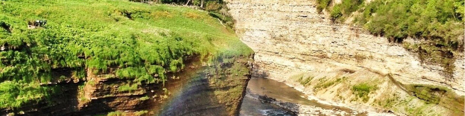 Above one of the waterfalls at Letchworth state park. It was nice after a 4 hr hike to end it with a pretty rainbow.