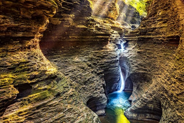 Watkins Glen State Park waterfall canyon in Upstate New York