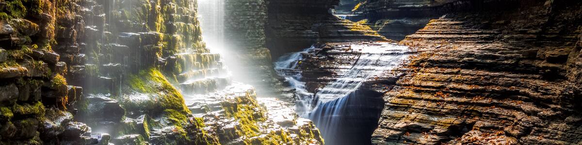Watkins Glen State Park waterfall canyon in Upstate New York