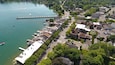 Aerial view of downtown Skaneateles, NY and lakefront
