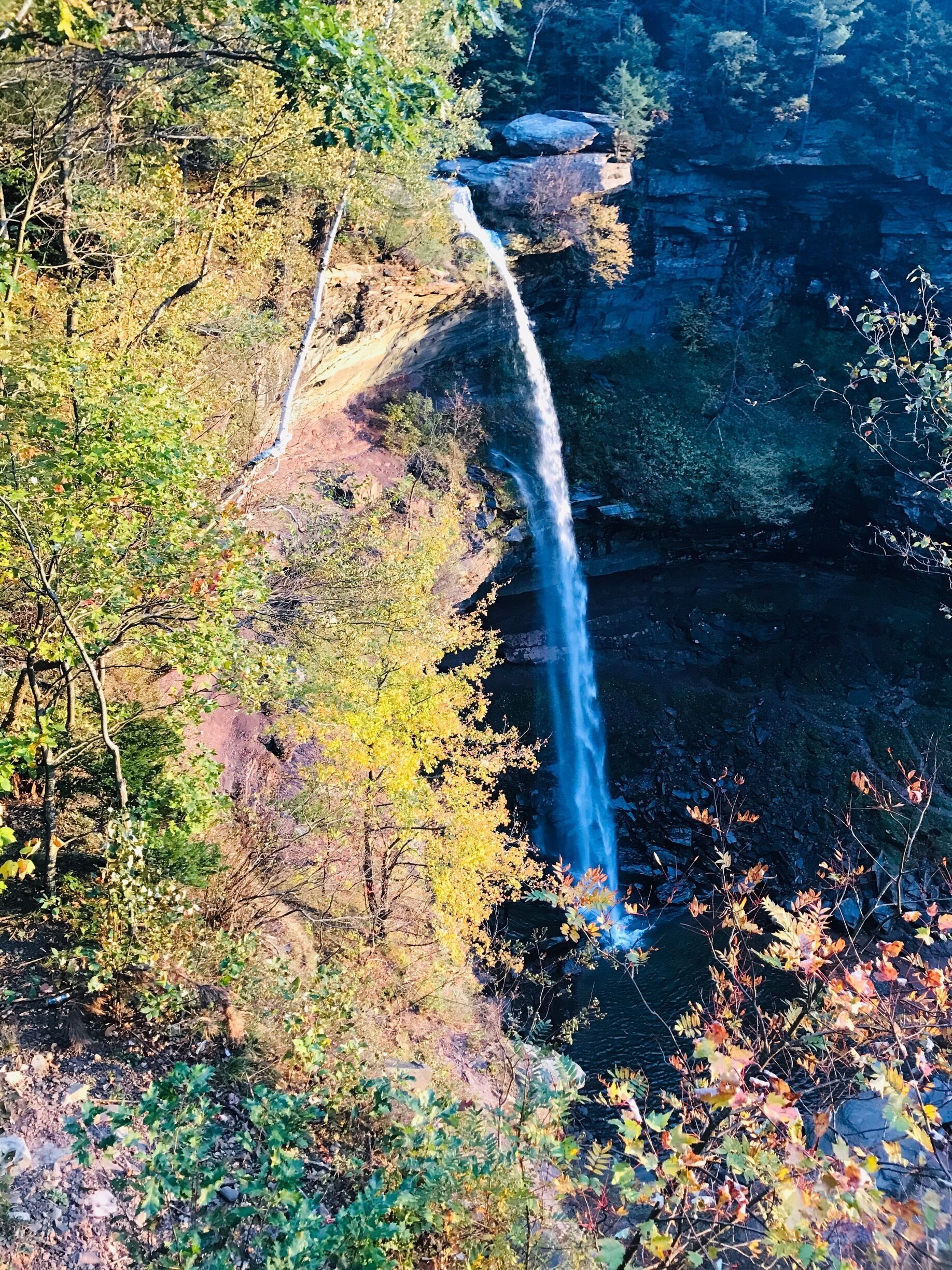Kaaterskill Falls is two falls in one.  There is a platform at the highest level for sight seeing!  Located in the Catskills NY.   This is a really nice hike that can be walked in a few hours.