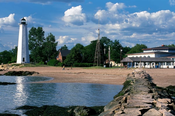 Lighthouse Point Park allows visitors to explore Five Mile point lighthouse, walk the jetty, or visit the carousel.