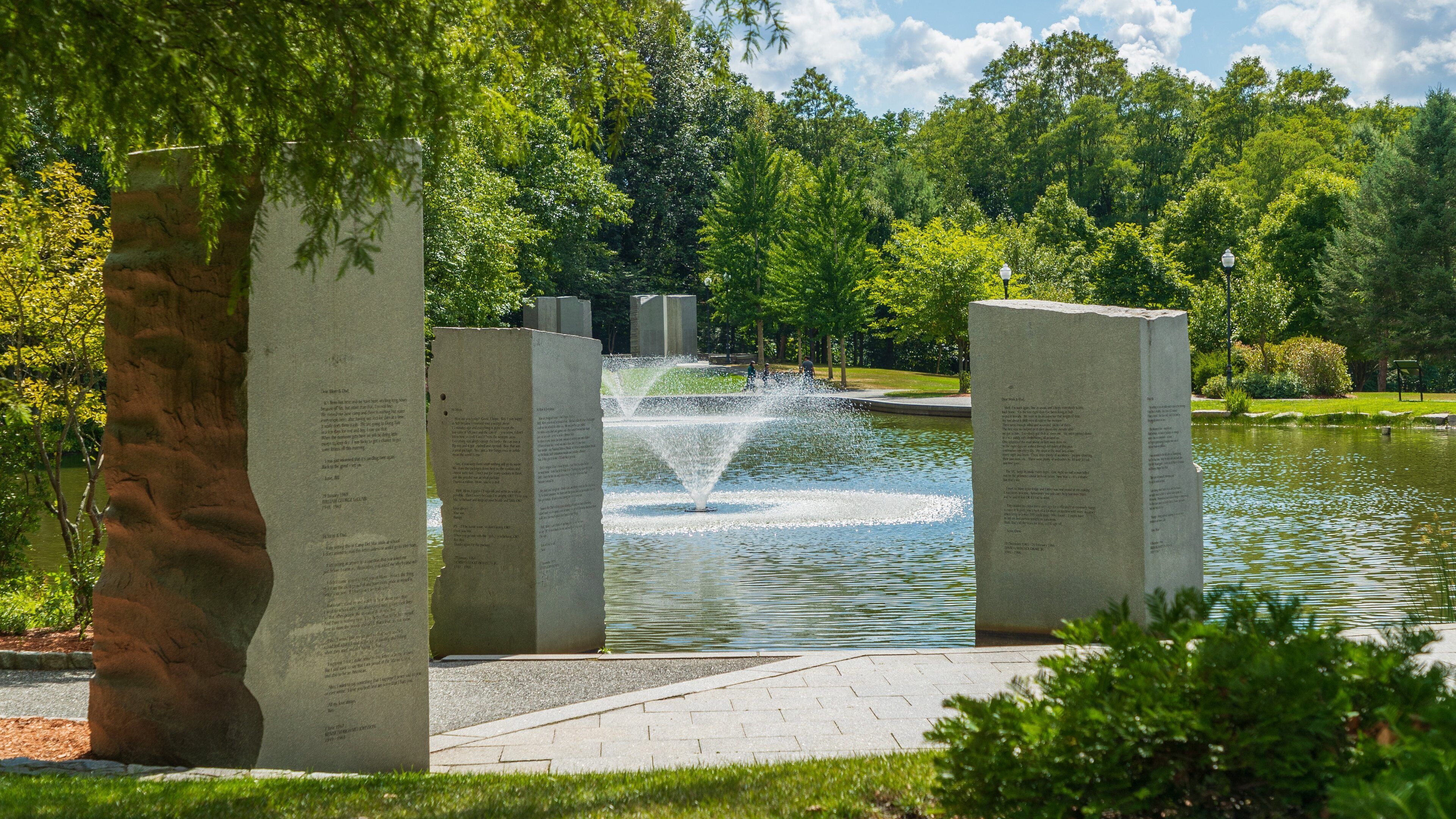 Massachusetts Vietnam Veterans Memorial featuring a fountain