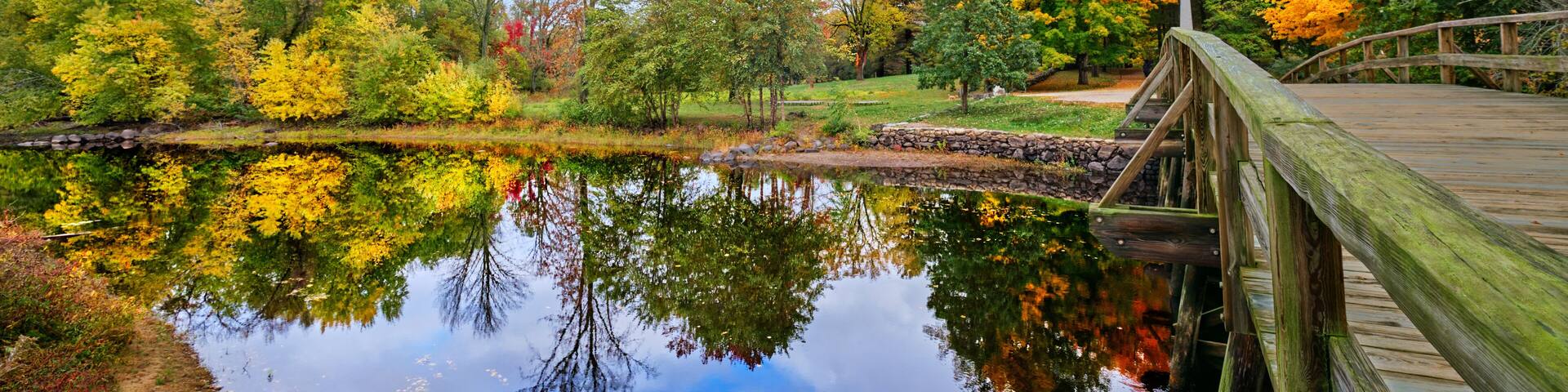 The Old North Bridge over the Concord River in Minuteman National Park, Concord, Massachusetts
