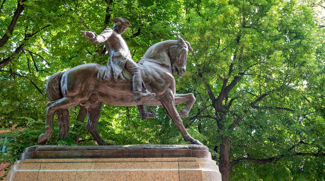 Statue of Paul Revere which includes a statue or sculpture