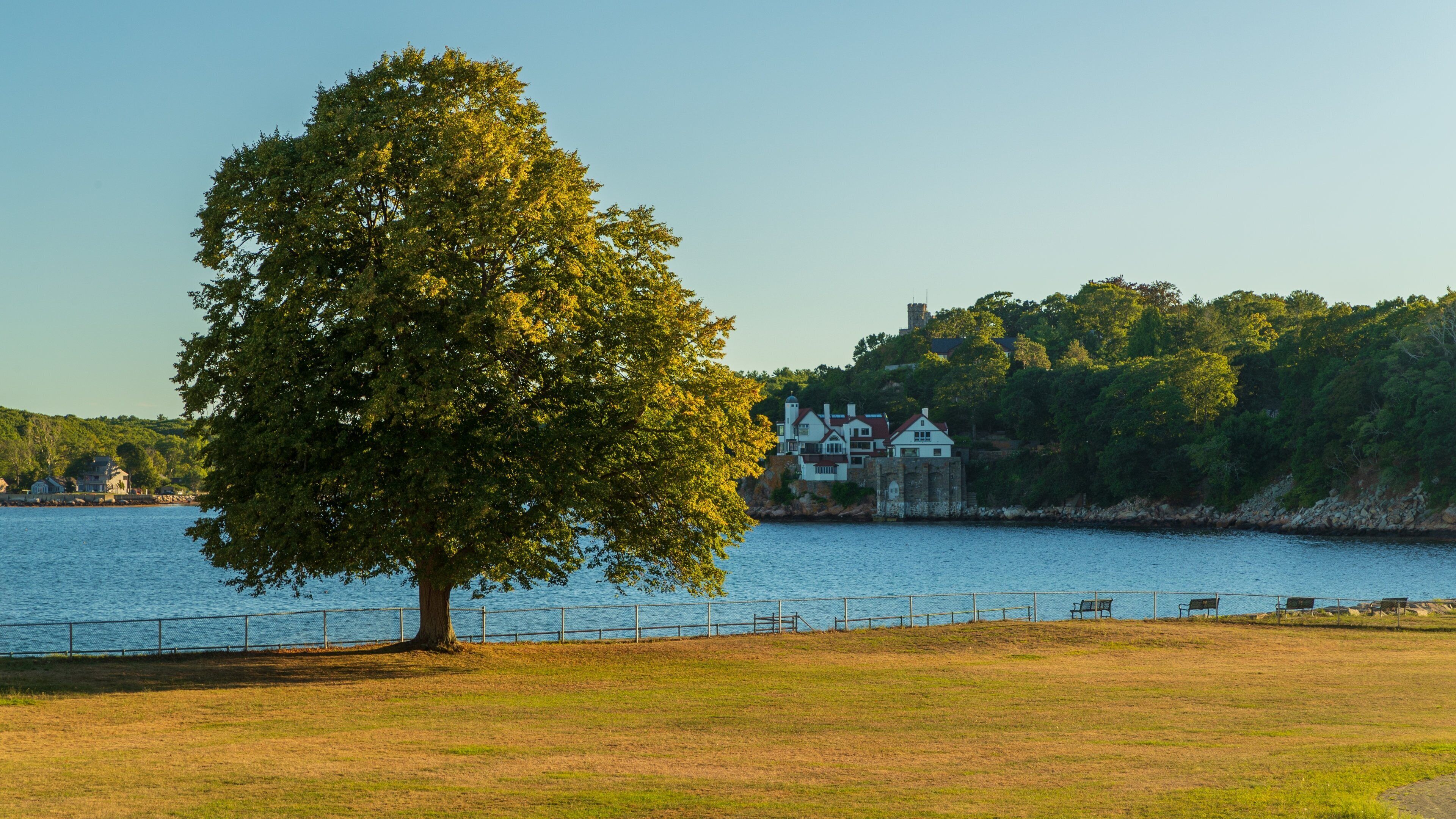 Stage Fort Park showing a garden and a lake or waterhole