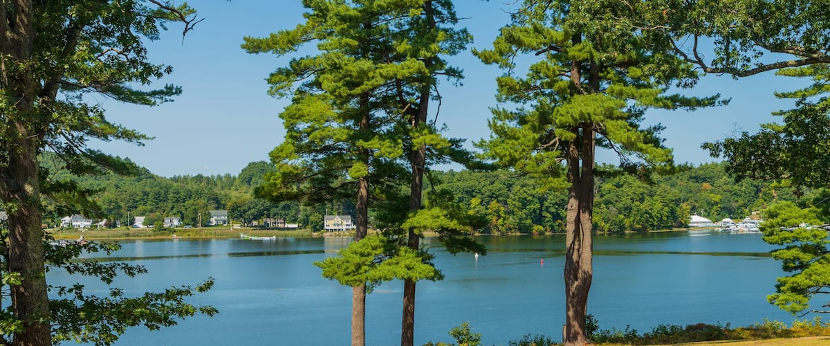 Maudslay State Park showing a lake or waterhole