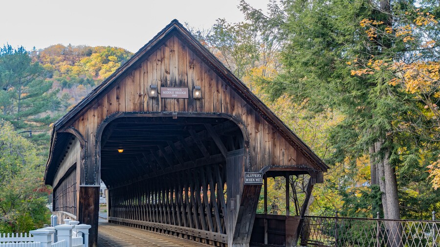 Middle Bridge a Wooden Covered Bridge in Woodstock, Vermont