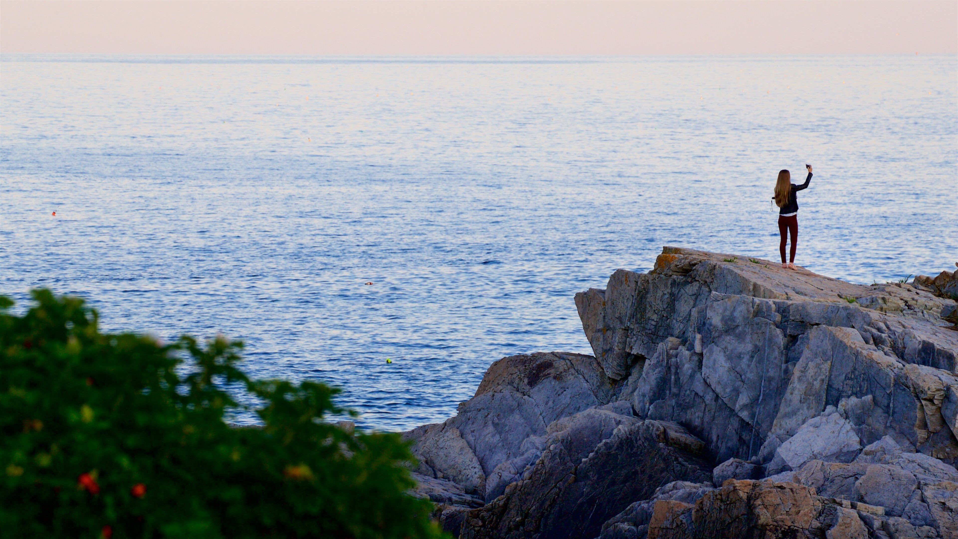 Fort Williams Park featuring general coastal views and rocky coastline as well as an individual femail