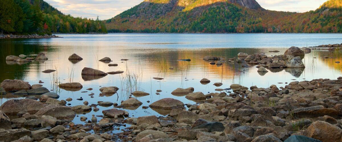 Jordan Pond featuring tranquil scenes and a pond