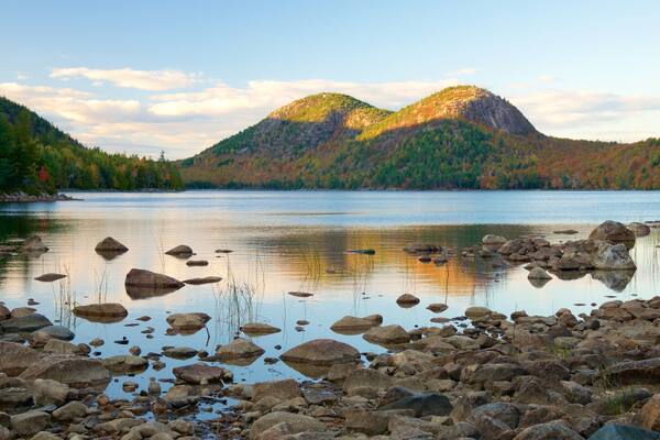 Jordan Pond featuring tranquil scenes and a pond