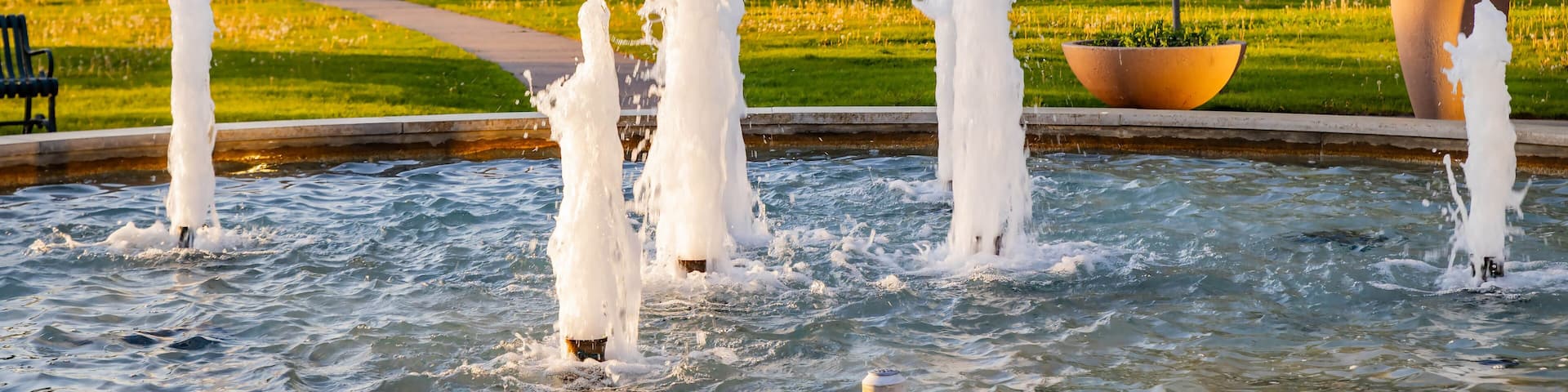 La Crosse Riverside Fountain at Dusk