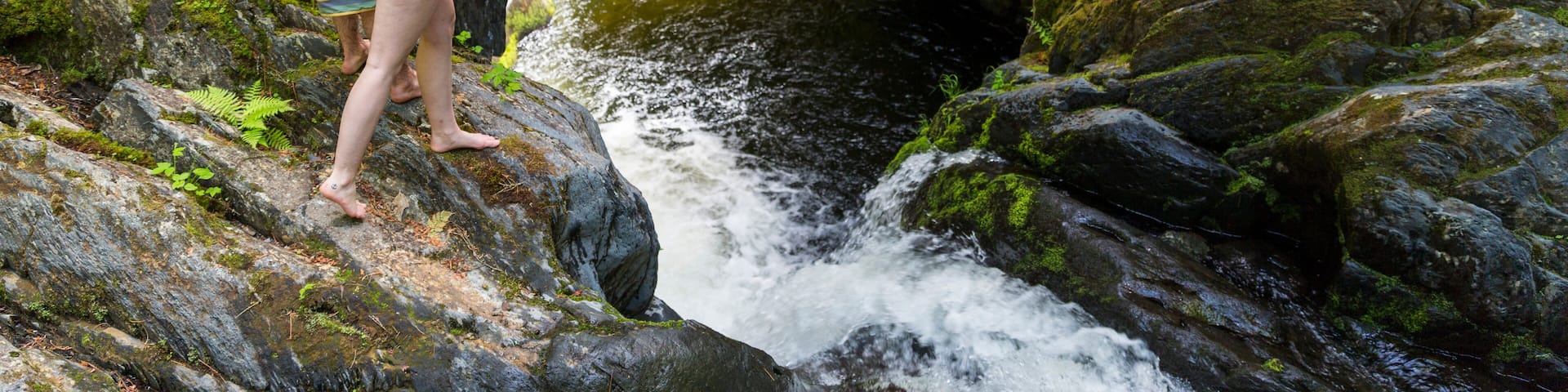 A Couple Explores Screw Auger Falls On Gulf Hagas Brook Appalachian Trail