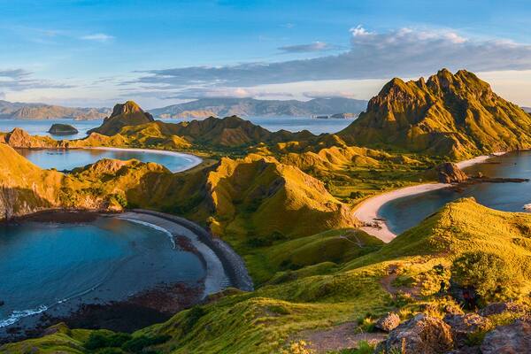 Panoramic view of Padar Island in a morning from Komodo Island National Park, Labuan Bajo, Flores, Indonesia