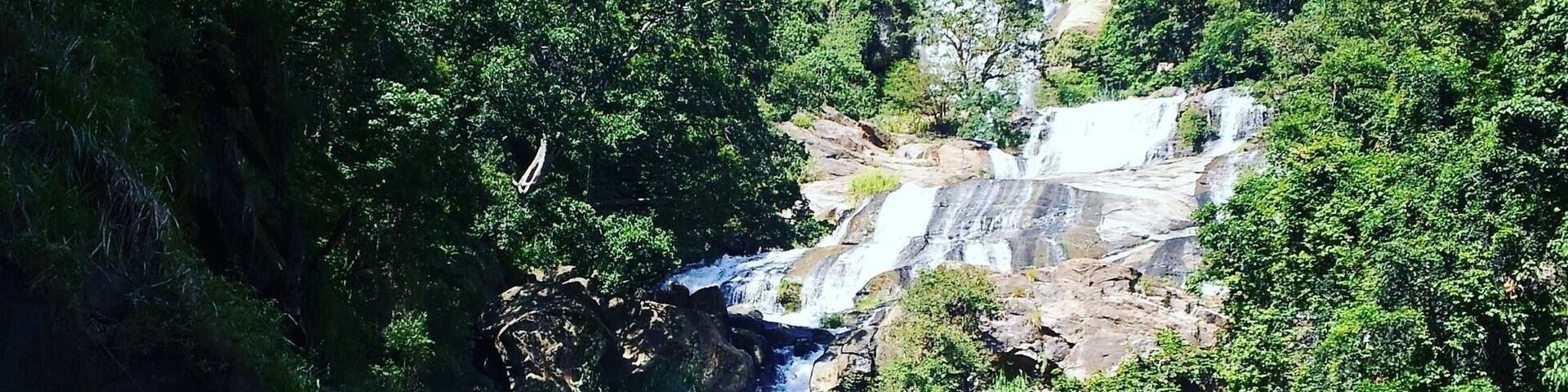 A spectacular waterfall in the Hill Country of Sri Lanka
