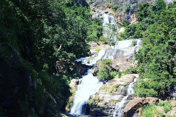 A spectacular waterfall in the Hill Country of Sri Lanka