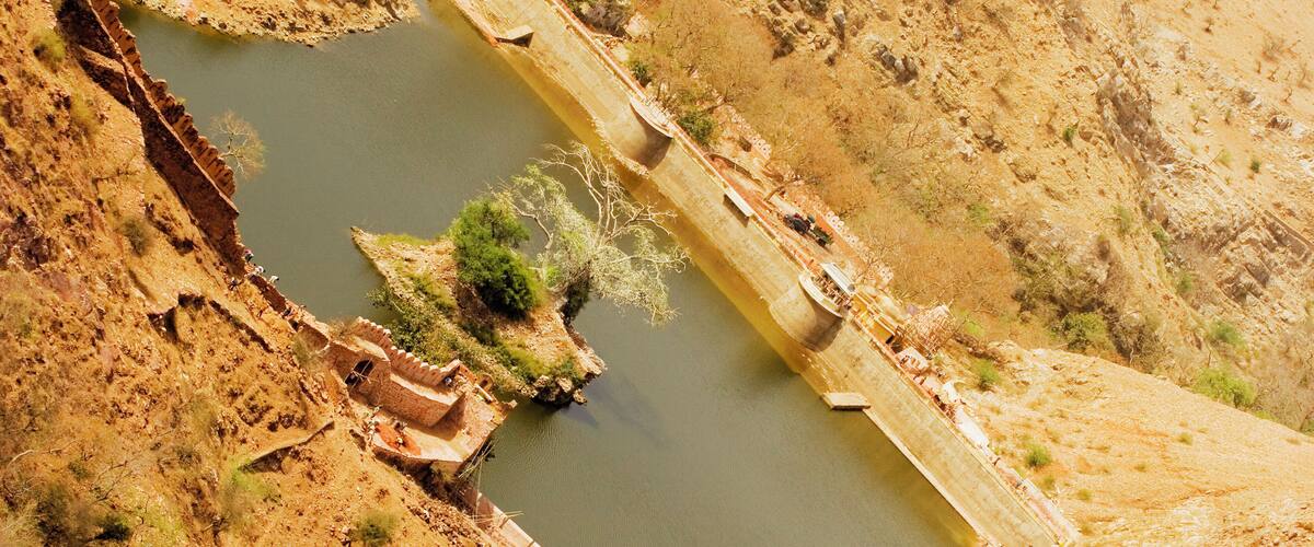 High angle view of a river, Jaigarh Fort, Jaipur, Rajasthan, India
