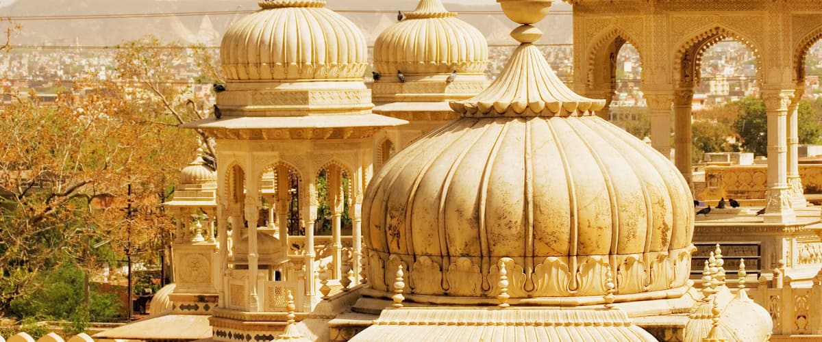 High angle view of domes of a palace, Royal Gaitor, Jaipur, Rajasthan, India