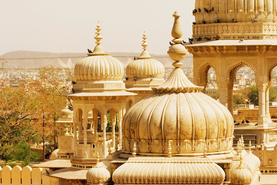 High angle view of domes of a palace, Royal Gaitor, Jaipur, Rajasthan, India