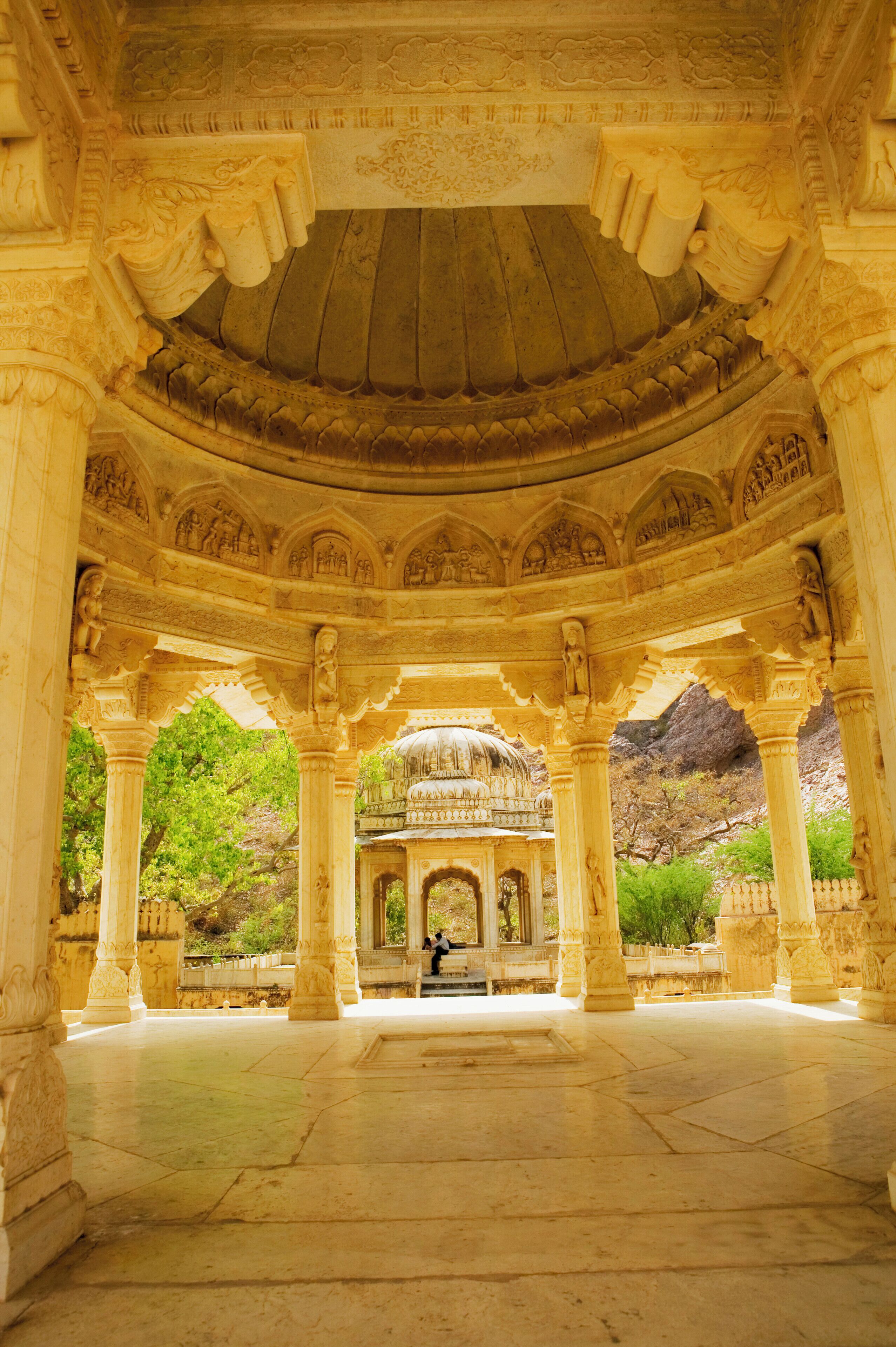 Columns in a palace, Royal Gaitor, Jaipur, Rajasthan, India