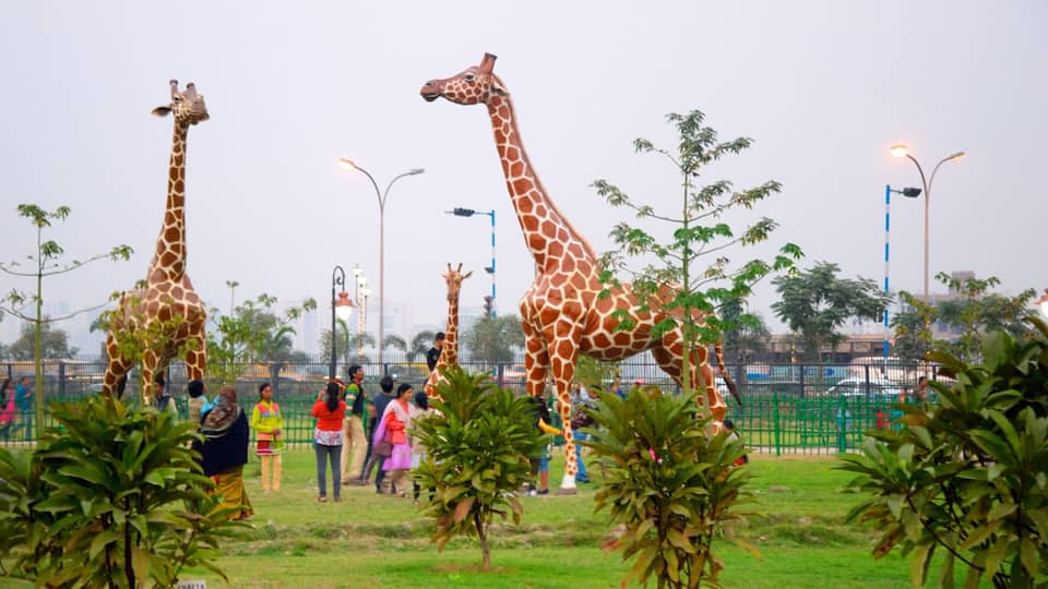 Calcutta toont kunst, kunst in de open lucht en een tuin
