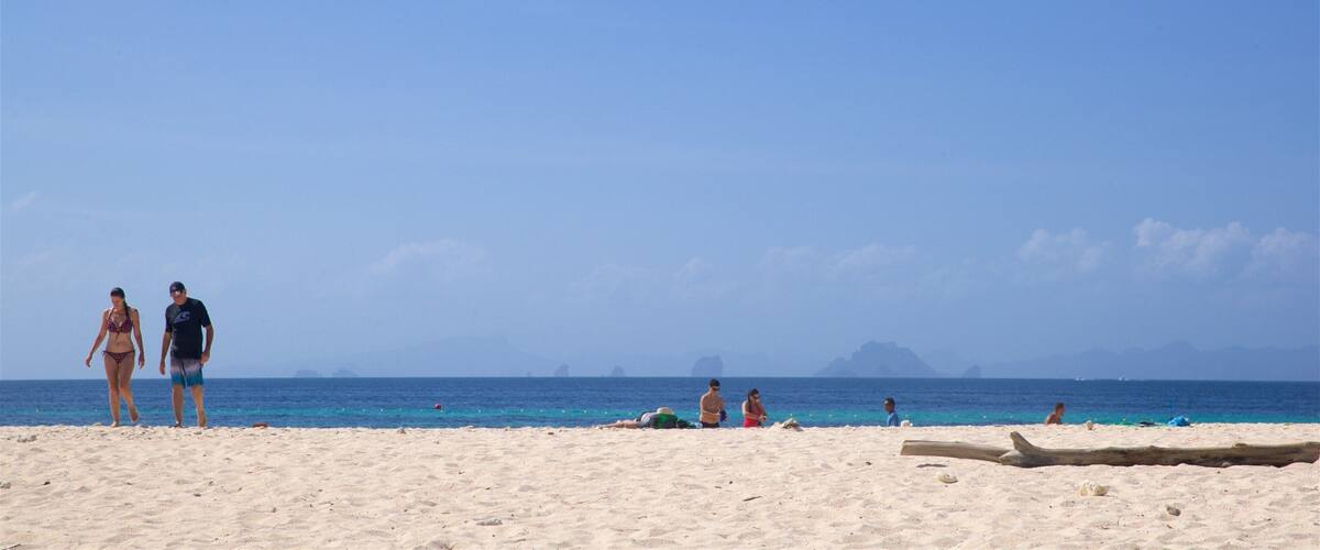 Bamboo Island which includes general coastal views and a sandy beach as well as a couple