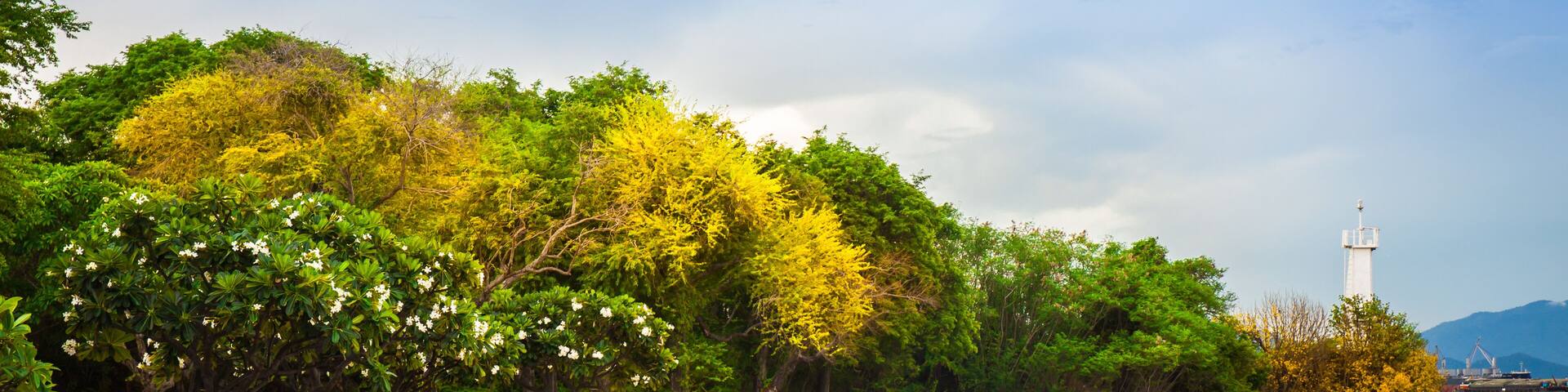 Beautiful ocean views overlooking the lighthouse and sea at Koh Si Chang. Chonburi, Thailand