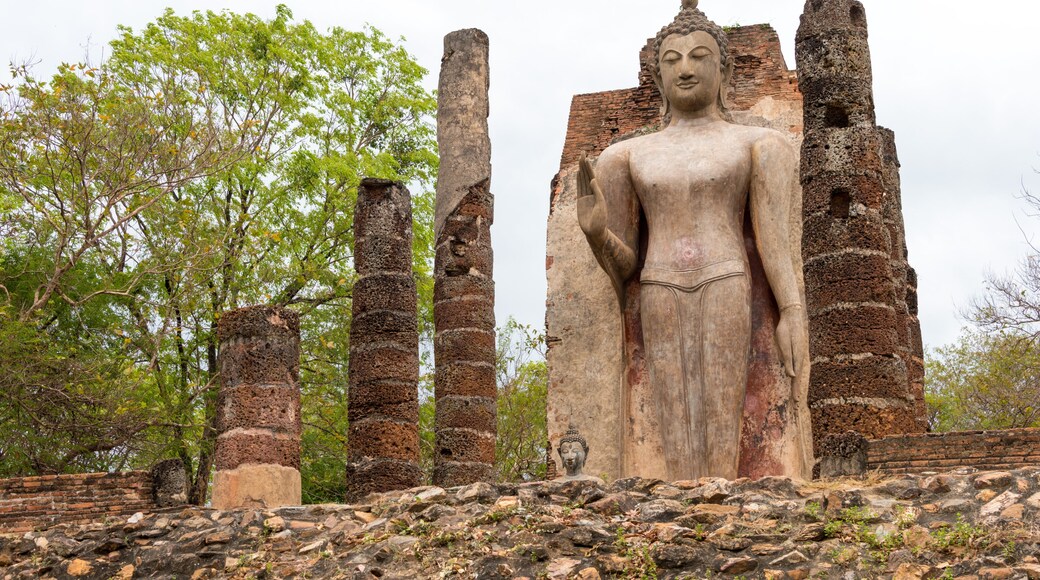 Sukhothai, Thailand - Apr 07 2018: Wat Saphan Hin in Sukhothai Historical Park, Sukhothai, Thailand. It is part of the World Heritage Site- Historic Town of Sukhothai and Associated Historic Towns.