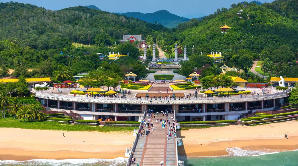 Nanshan Buddhist Cultural Park, Sanya, Hainan Island, China. The bridge leads to a Buddha statue.