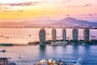 Aerial photography of Sanya island scenery and modern architecture