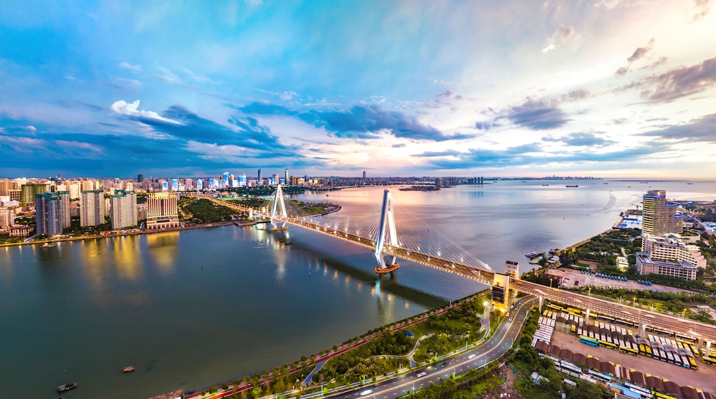 Haikou, Hainan, China Sunset Aerial View.