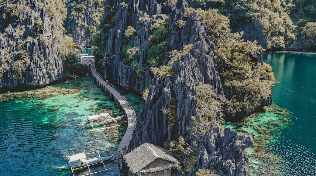 Aerial view of the Twin Lagoon in coron island, Palawan, Philippines